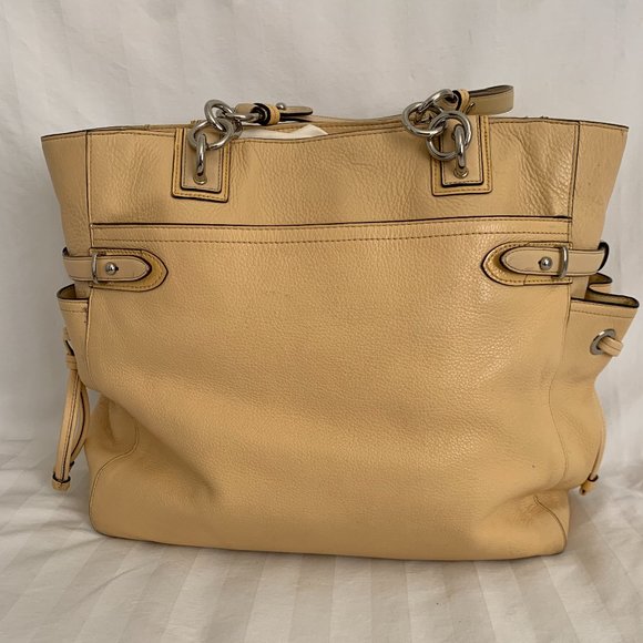 COACH COLETTE LG PEBBLED LEATHER STRIPE TOTE - Picture 3 of 10